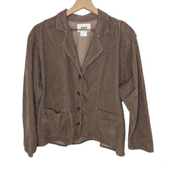 FLAX by JEANNE ENGLEHART Women's Button Corduroy Jacket Brown Speckled Small - Picture 1 of 13